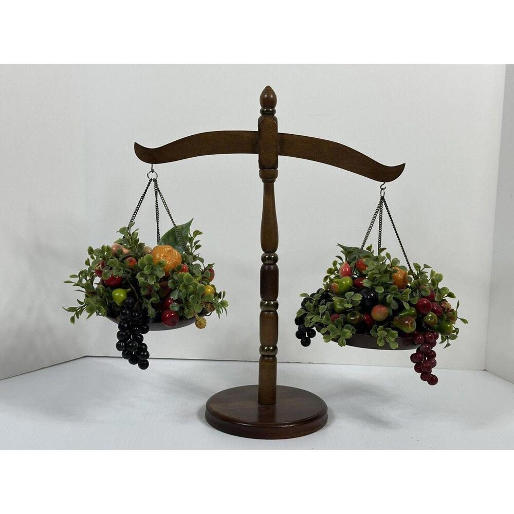 Vintage Caffco Quality Woodenware Balance Wood Scales of Justice Original Fruit